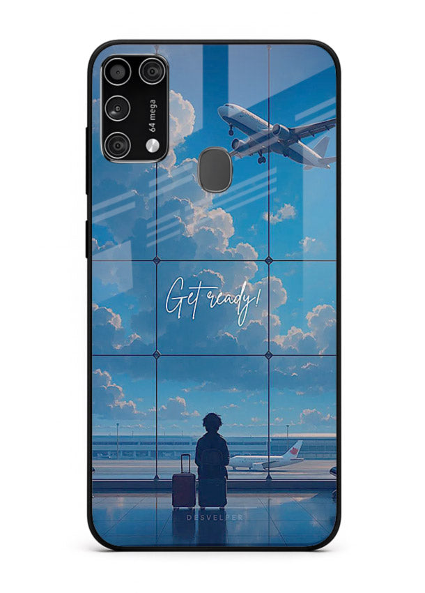 Blue Airport Window airplane scene Samsung M31 Prime glass back cover