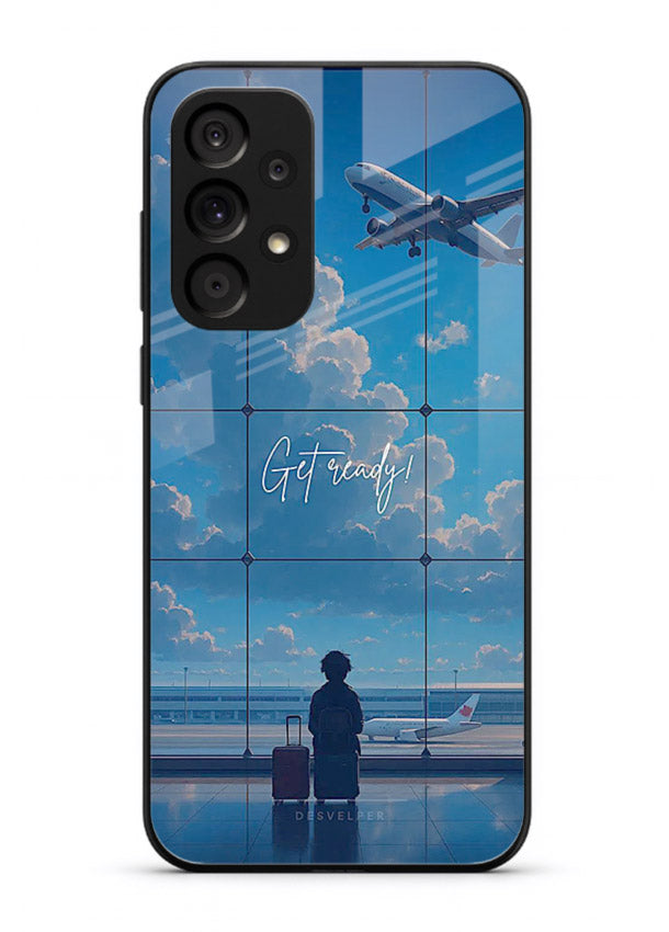 Blue Airport Window airplane scene Samsung A53 5G glass back cover