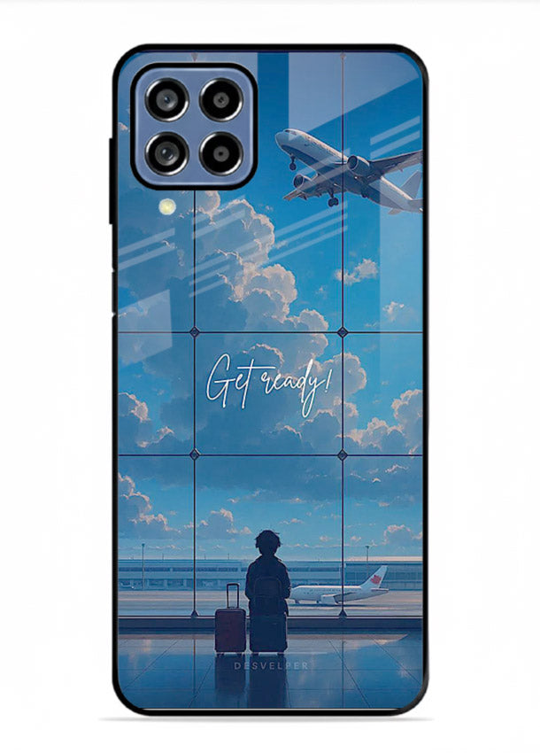 Blue Airport Window airplane scene Samsung F12 5G glass back cover