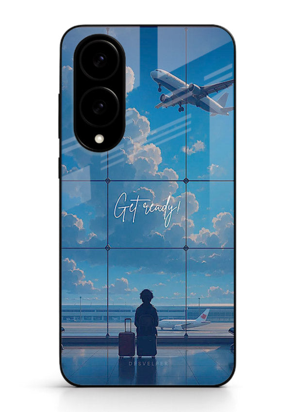 Blue Airport Window airplane scene Samsung S25 Edge glass back cover