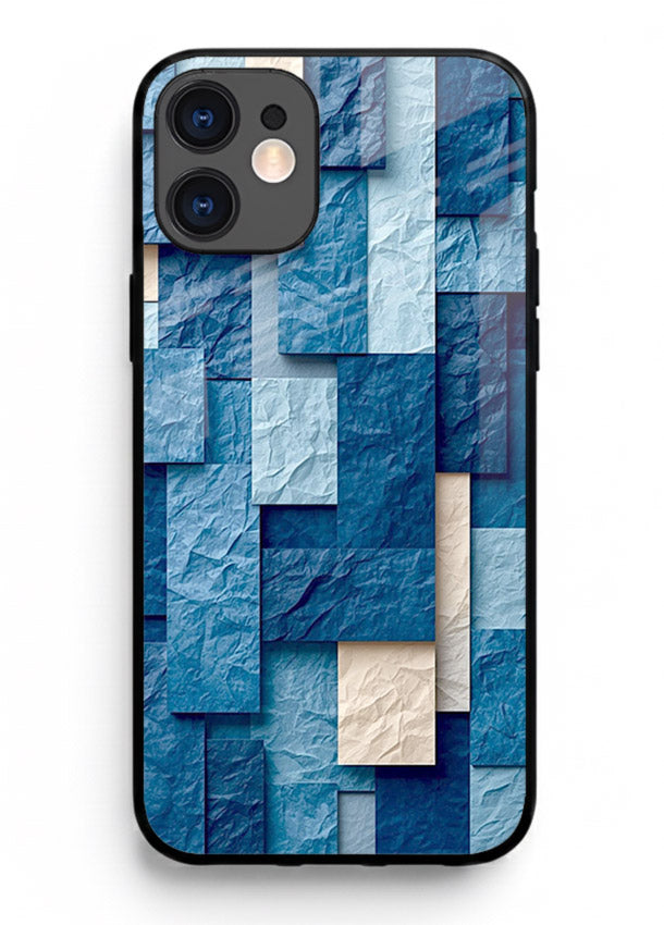 Blue Block Texture blue abstract block pattern iphone 11 glass back cover