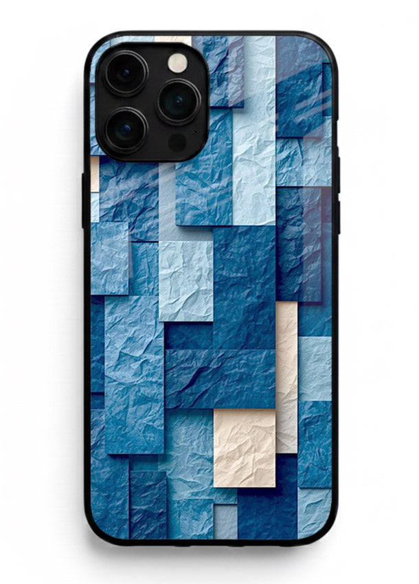 Blue Block Texture blue abstract block pattern iphone 16 pro max glass back cover