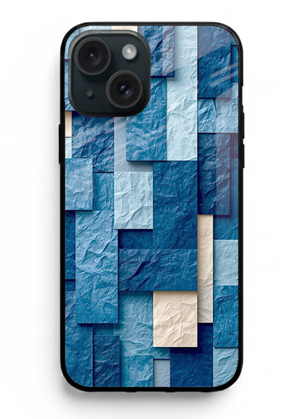 Blue Block Texture blue abstract block pattern iphone 14 glass back cover