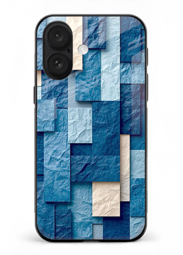 Blue Block Texture blue abstract block pattern iphone 18 glass back cover