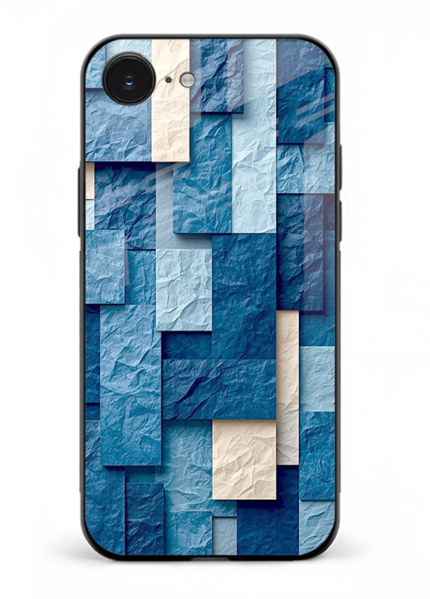 Blue Block Texture blue abstract block pattern iphone 16e glass back cover