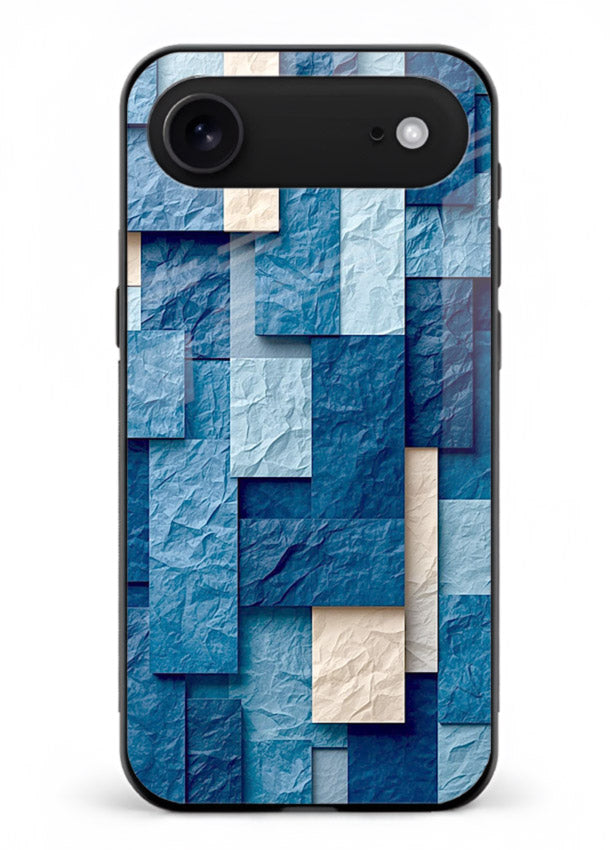 Blue Block Texture blue abstract block pattern iphone 18 air glass back cover