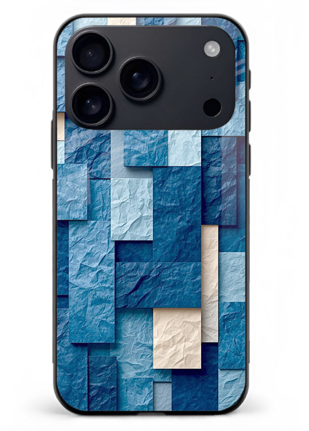 Blue Block Texture blue abstract block pattern iphone 18 pro max glass back cover