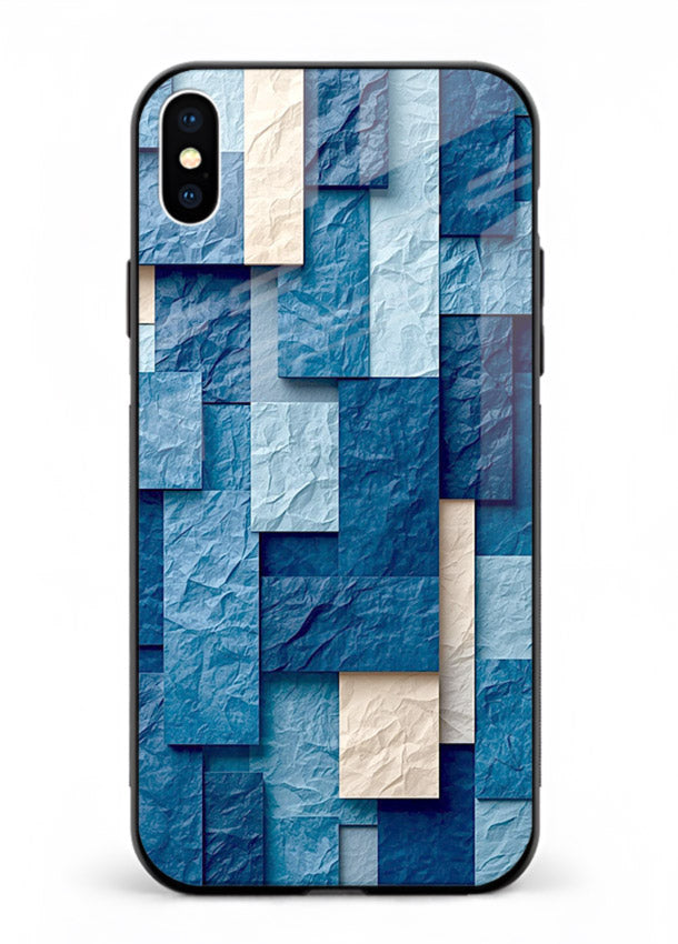 Blue Block Texture blue abstract block pattern iphone xs max glass back cover