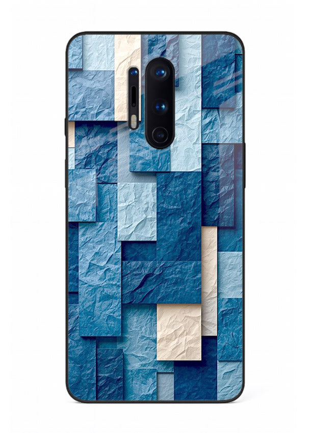 Blue Block Texture blue abstract block pattern OnePlus 8 Pro glass back cover