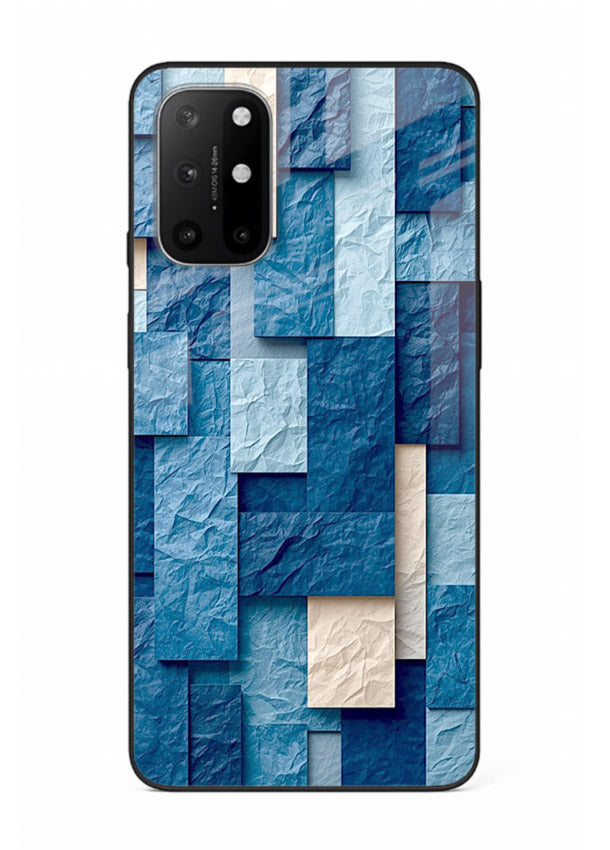 Blue Block Texture blue abstract block pattern OnePlus 8T glass back cover