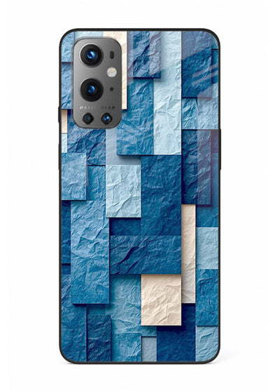 Blue Block Texture blue abstract block pattern OnePlus 9 glass back cover