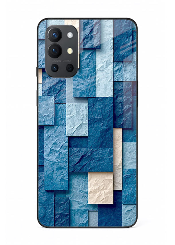 Blue Block Texture blue abstract block pattern OnePlus 9R glass back cover
