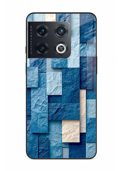 Blue Block Texture blue abstract block pattern OnePlus 10 Pro glass back cover
