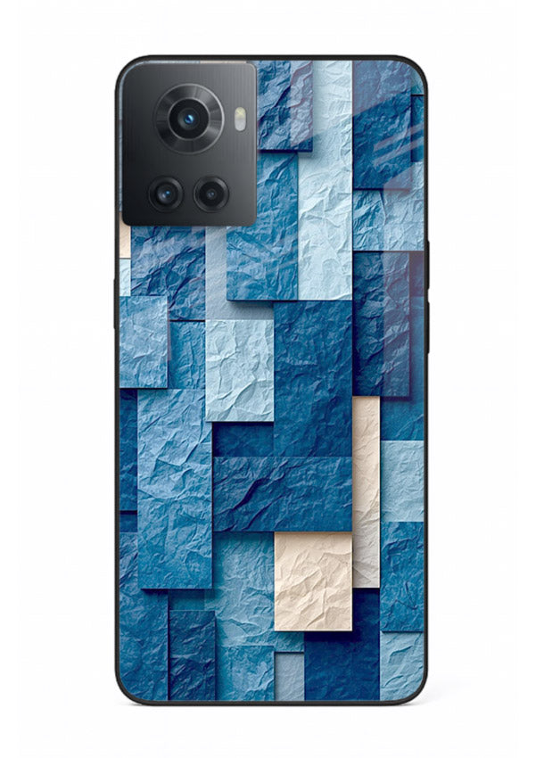 Blue Block Texture blue abstract block pattern OnePlus 10R glass back cover