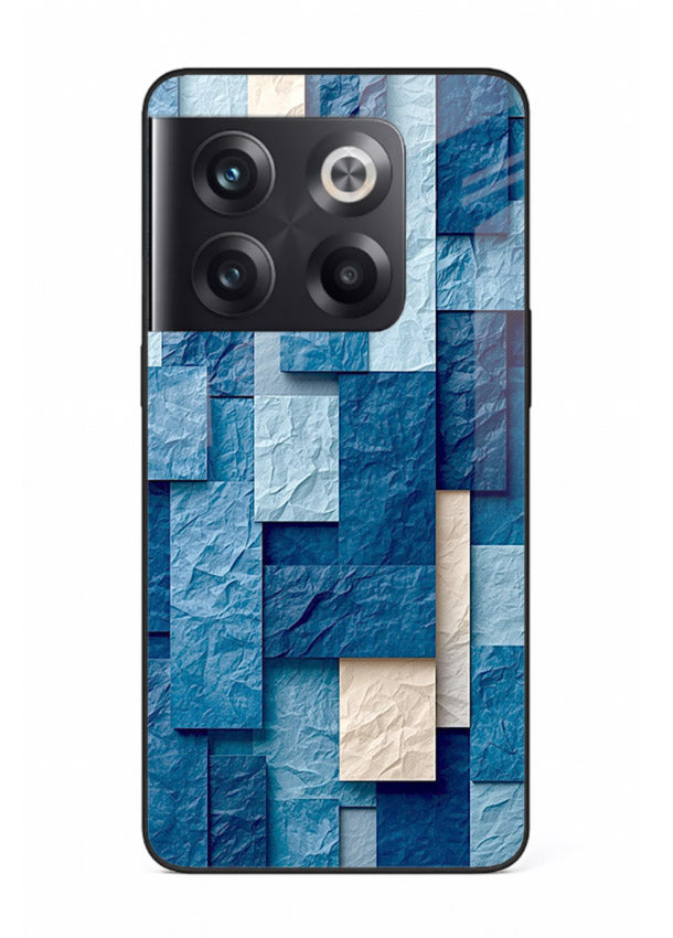 Blue Block Texture blue abstract block pattern OnePlus 10T glass back cover