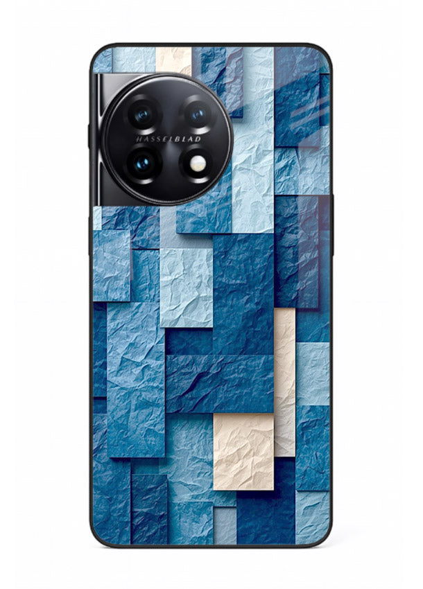 Blue Block Texture blue abstract block pattern OnePlus 11R glass back cover