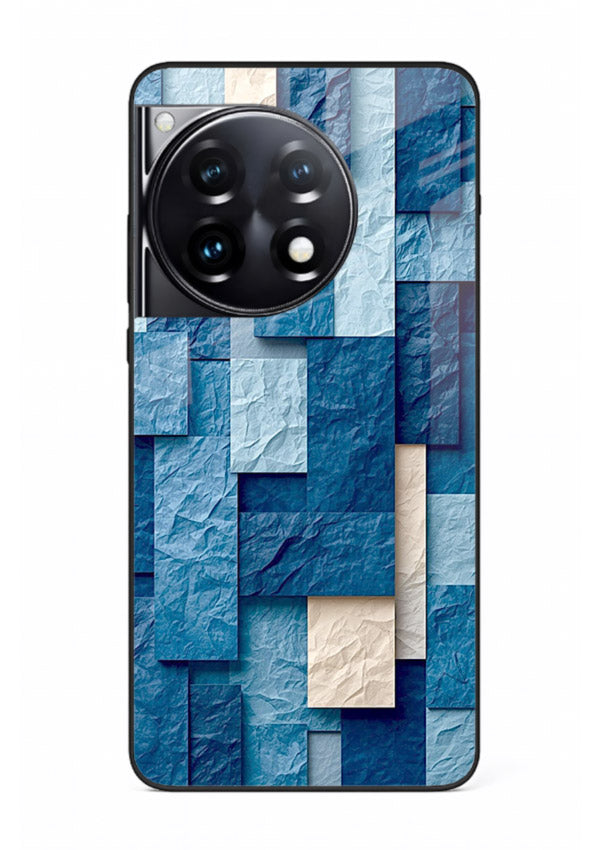 Blue Block Texture blue abstract block pattern OnePlus 12R glass back cover