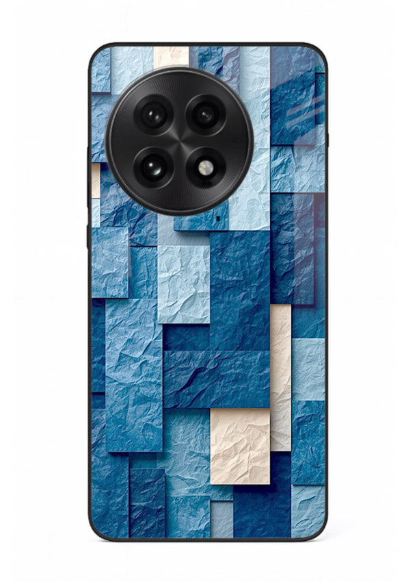 Blue Block Texture blue abstract block pattern OnePlus 13R glass back cover