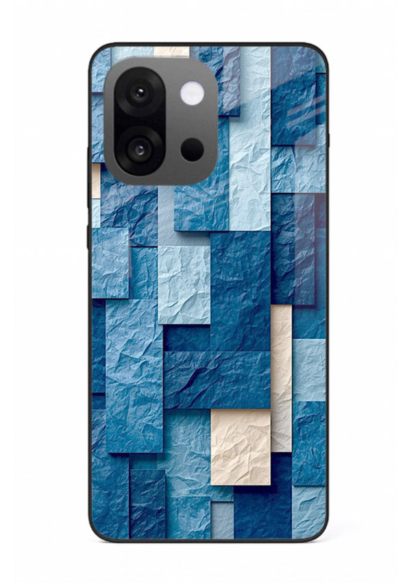 Blue Block Texture blue abstract block pattern OnePlus 13s glass back cover