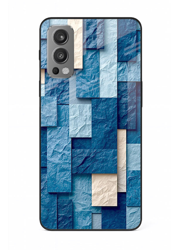Blue Block Texture blue abstract block pattern OnePlus Nord 2 glass back cover