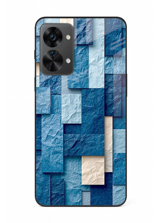 Blue Block Texture blue abstract block pattern OnePlus Nord 2T glass back cover