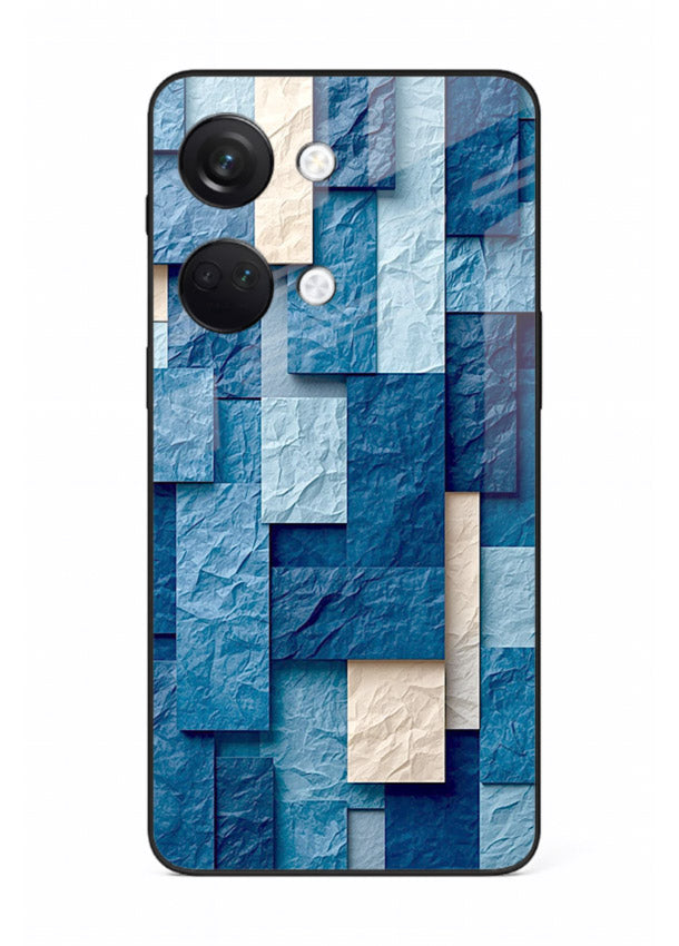 Blue Block Texture blue abstract block pattern OnePlus Nord 3 glass back cover