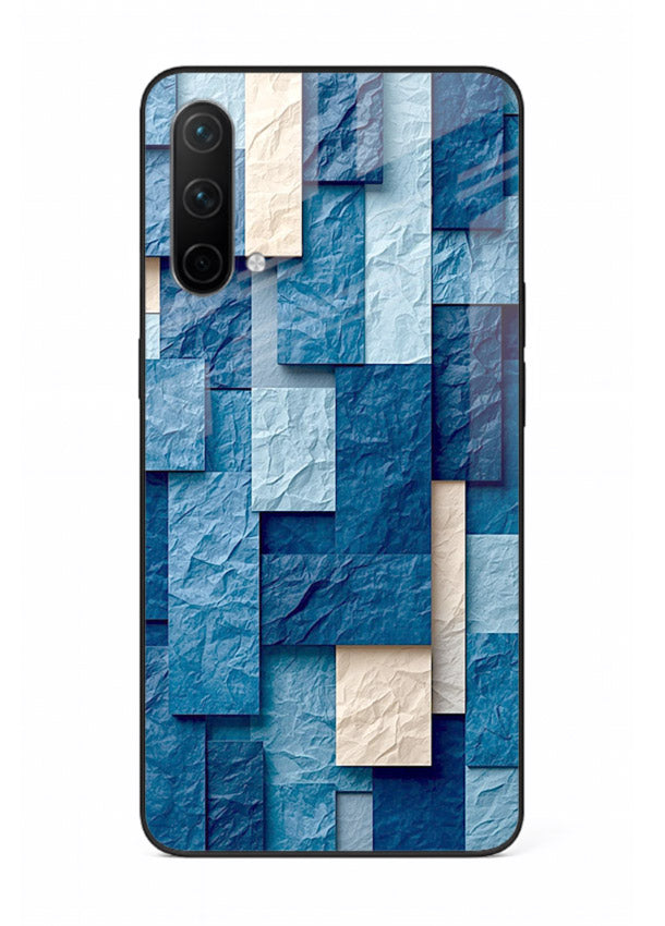 Blue Block Texture blue abstract block pattern OnePlus Nord CE 5G glass back cover