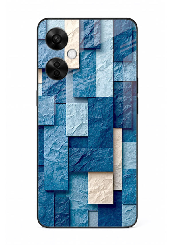 Blue Block Texture blue abstract block pattern OnePlus Nord CE3 Lite glass back cover
