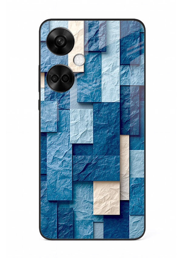 Blue Block Texture blue abstract block pattern OnePlus Nord CE3 glass back cover