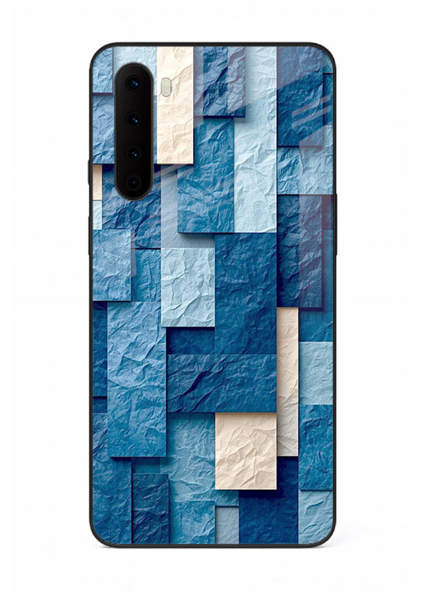 Blue Block Texture blue abstract block pattern OnePlus Nord glass back cover