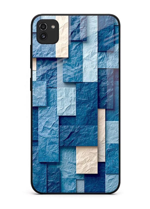 Blue Block Texture blue abstract block pattern Samsung A03 glass back cover