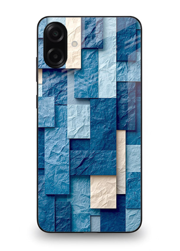 Blue Block Texture blue abstract block pattern Samsung A07 4G glass back cover