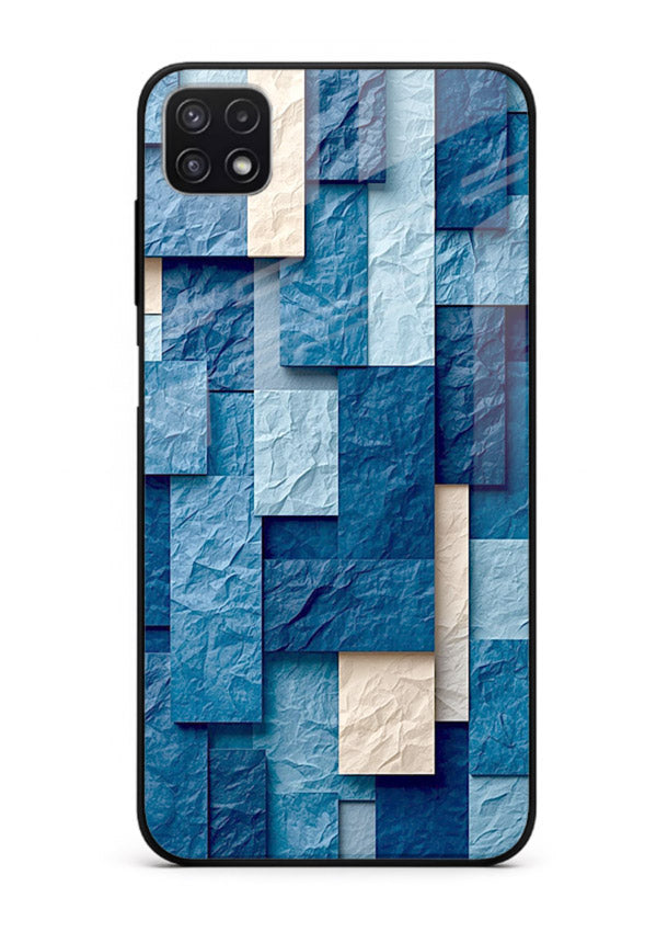 Blue Block Texture blue abstract block pattern Samsung F42 5G glass back cover