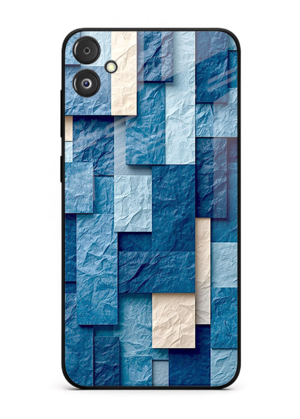 Blue Block Texture blue abstract block pattern Samsung F14 5G glass back cover