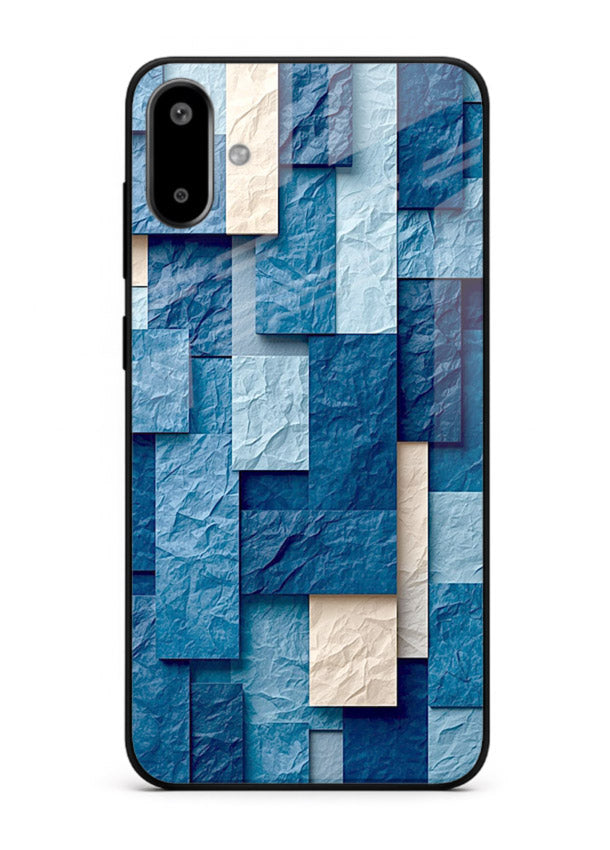 Blue Block Texture blue abstract block pattern Samsung F06 5G glass back cover