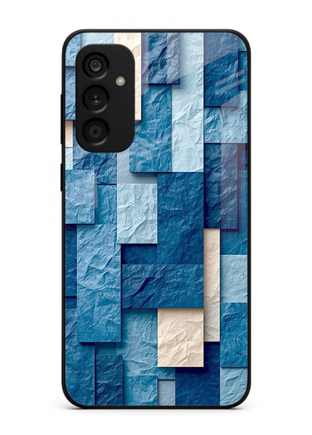 Blue Block Texture blue abstract block pattern Samsung A34 5G glass back cover