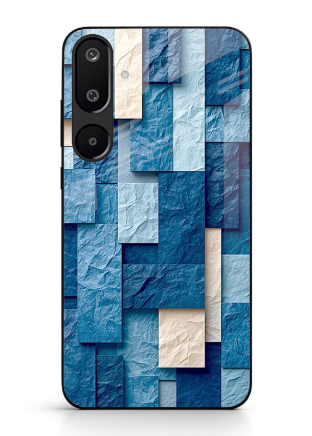 Blue Block Texture blue abstract block pattern Samsung M16 5G glass back cover