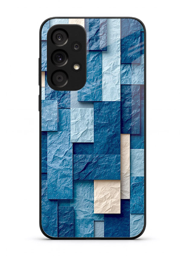 Blue Block Texture blue abstract block pattern Samsung A33 5G glass back cover