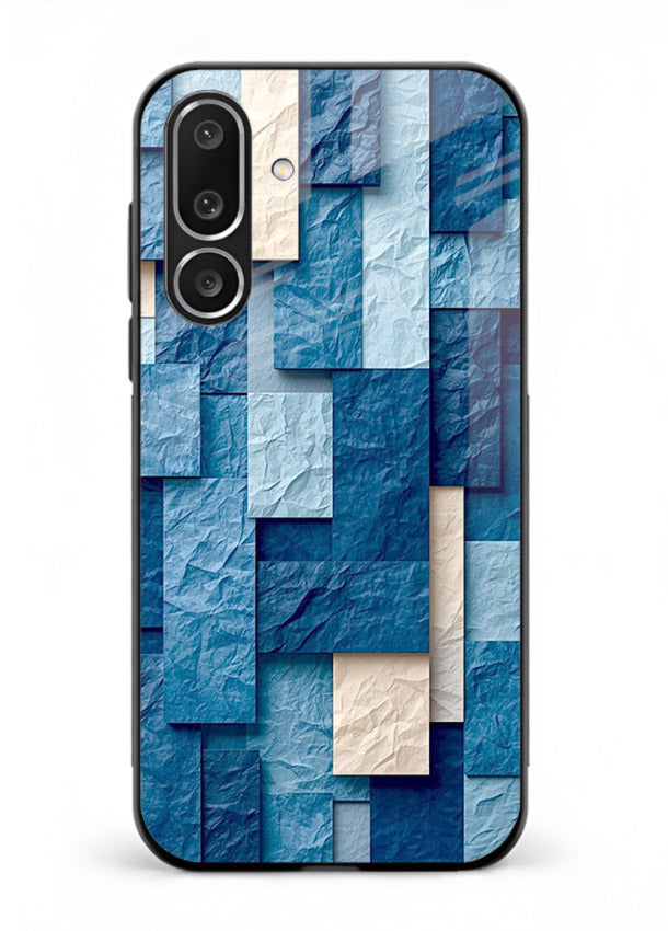 Blue Block Texture blue abstract block pattern Samsung F56 5G glass back cover