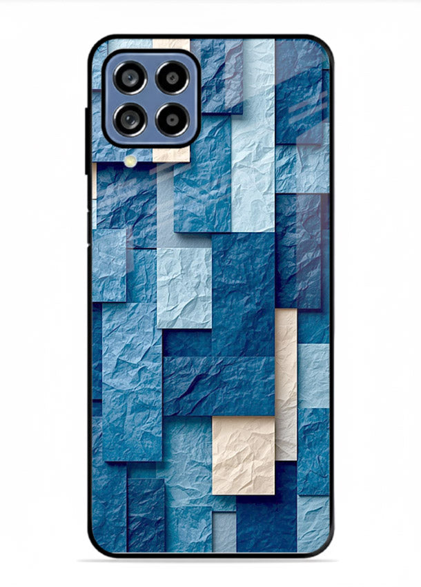 Blue Block Texture blue abstract block pattern Samsung M33 5G glass back cover