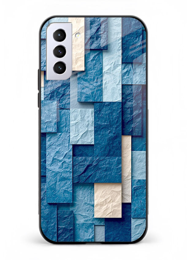 Blue Block Texture blue abstract block pattern Samsung S21 Plus glass back cover