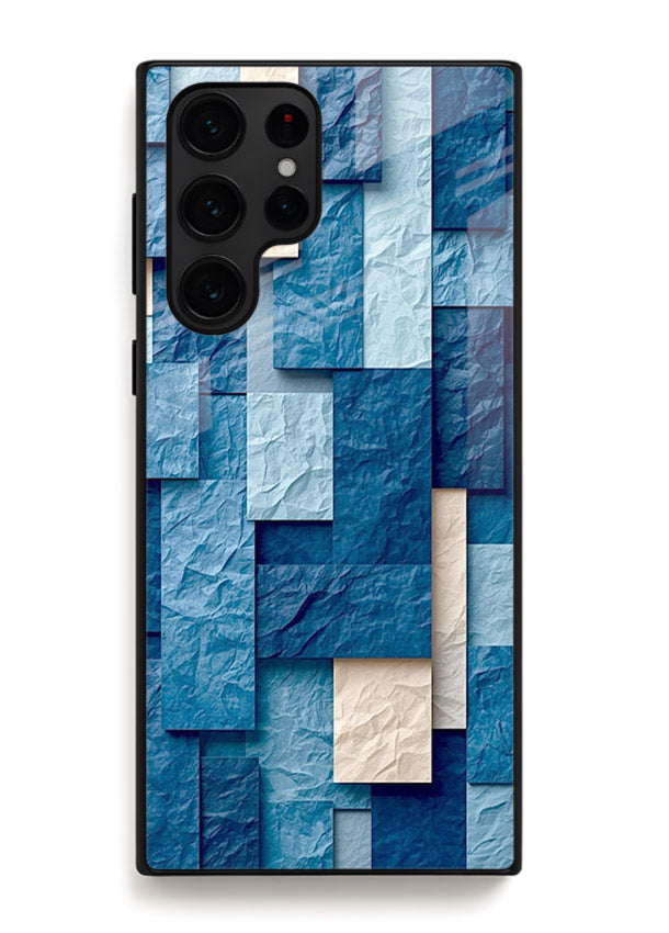 Blue Block Texture blue abstract block pattern Samsung S23 Ultra glass back cover