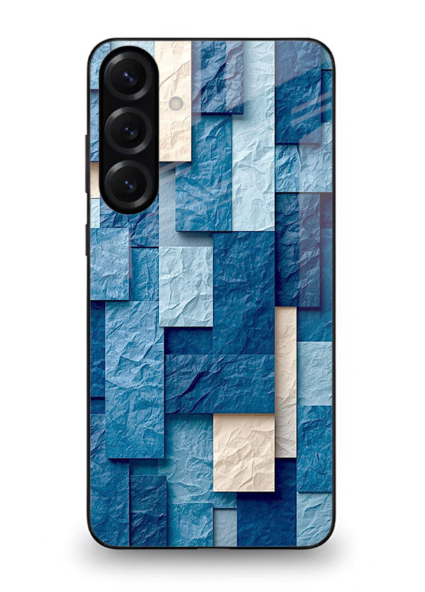 Blue Block Texture blue abstract block pattern Samsung S23 FE glass back cover
