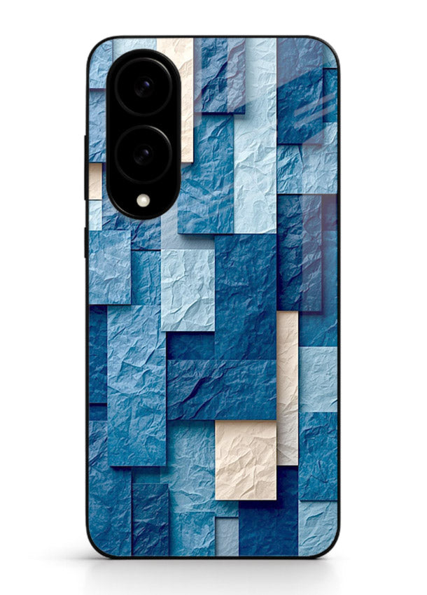 Blue Block Texture blue abstract block pattern Samsung S25 Edge glass back cover