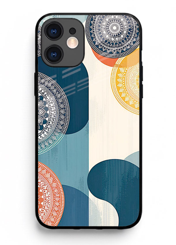 Blue Ceramic Waves artistic pattern iphone 12 mini glass back cover