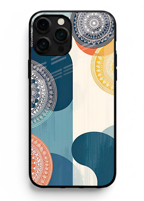 Blue Ceramic Waves artistic pattern iphone 13 pro max glass back cover