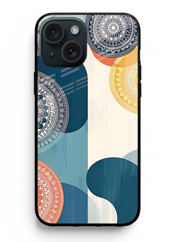 Blue Ceramic Waves artistic pattern iphone 15 glass back cover