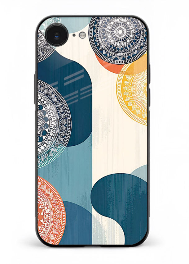 Blue Ceramic Waves artistic pattern iphone 16e glass back cover