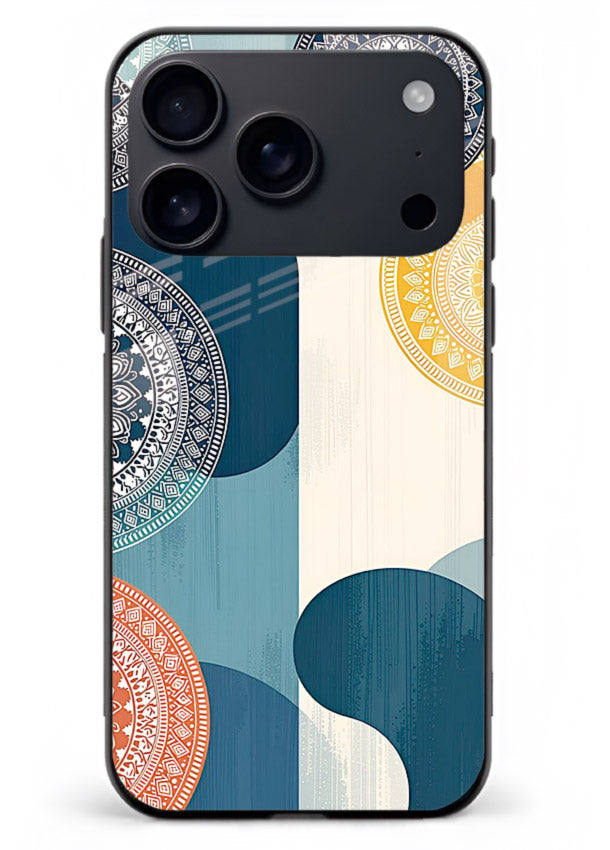 Blue Ceramic Waves artistic pattern iphone 17 pro max glass back cover