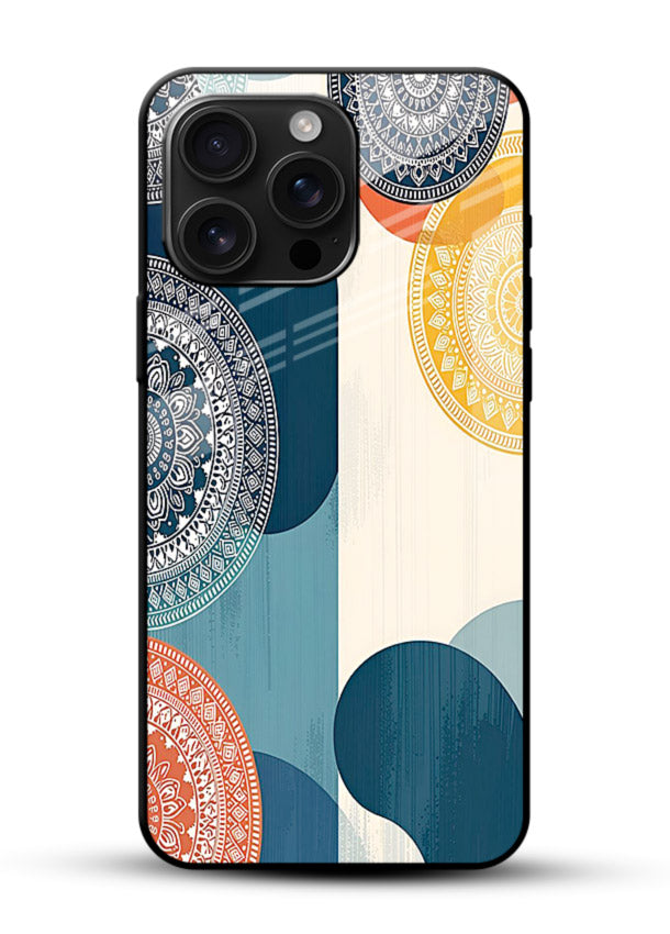 Blue Ceramic Waves artistic pattern glossy vibrant premium glass back cover - Angle Front